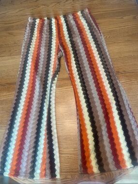 SHEIN Curve Multicolor Crochet Zigzag pants- Rust, Orange, Cream, Brown, Black